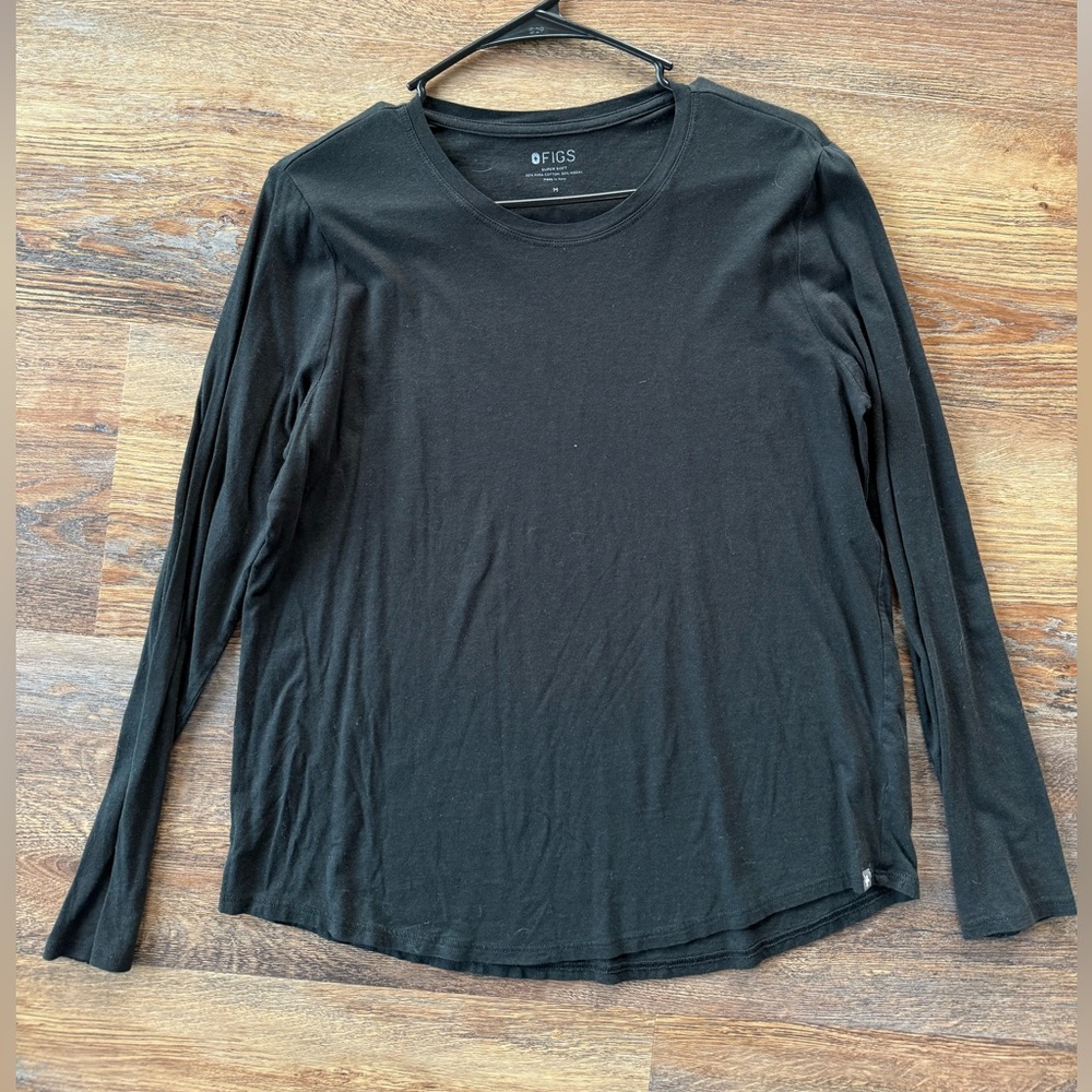 Figs Jet Black Crew Neck Tee